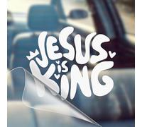 Jesus is King Retro Wavy - Christian Jesus Cross Bible Verse Car Vinyl Decal Bumper Sticker for Car, Wall, Window, Vehicle, Weather Resistant, Viral