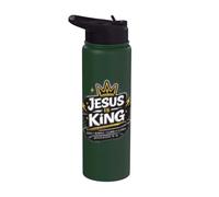 Jesus is King Revelation 19:16 Christian Faith Crowned Stainless Steel Insulated Water Bottle