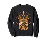 Jesus Is King Royal Crown Revelation 19:16 Christian Sweatshirt