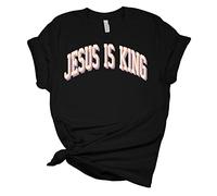 Jesus is King Unisex Ladies Design Christian T-Shirt, Black, XL
