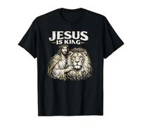 Jesus is King, Vintage Grunge Jesus Christ Value Graphic T-Shirt, Men, Black, S