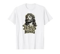 Jesus is King, Vintage Grunge Jesus Christ Value Graphic T-Shirt, Men, White, S