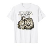 Jesus is King, Vintage Grunge Jesus Christ Value Graphic T-Shirt, Men, White, S
