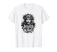 Jesus is King, Vintage Grunge Jesus Christ Value Graphic T-Shirt, Men, White, S