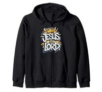 'Jesus Is Lord' Graffiti Graphic Zip Hoodie