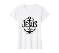 Jesus is My Anchor Faith Based Inspirational Value Graphic T-Shirt, Women, White, L