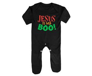 Jesus is My Boo Halloween Statement Baby Romper Jumpsuit with feet, 3-6 Months, Black