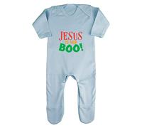 Jesus is My Boo Halloween Statement Baby Romper Jumpsuit with feet, 6-12 Months, Pastel Blue