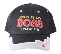 Jesus is My Boss | Christian Hats for Men Womens Baseball Hat | Inspirational Dad Hats One Size Adjustable Velcro Strap Cap, Black, One size