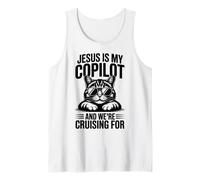 Jesus is My Copilot and We're Cruising for Cats Funny Bible Tank Top
