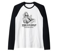 Jesus is My Copilot Funny Christian Driving Raglan Baseball Tee