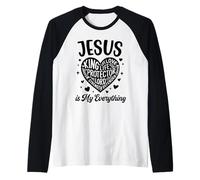 Jesus is My Everything Religious Heart Christian Faith Raglan Baseball Tee