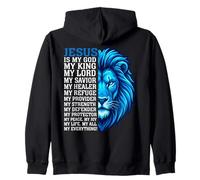 Jesus Is My God My King My Everything Lion Christian Zip Hoodie