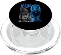 Jesus Is My God My King My Savior Blue Lion Faith PopSockets PopGrip for MagSafe