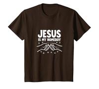 Jesus is My Homeboy Christian Men Faith Fist Bump T-Shirt, Kids, Brown, 12 Years
