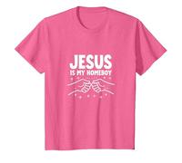 Jesus is My Homeboy Christian Men Faith Fist Bump T-Shirt, Kids, Pink Heather, 10 Years