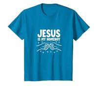 Jesus is My Homeboy Christian Men Faith Fist Bump T-Shirt, Kids, Sapphire, 12 Years