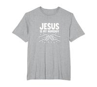 Jesus is My Homeboy Christian Men Faith Fist Bump T-Shirt, Men's Big and Tall, Heather Grey, 2X Tall