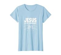 Jesus is My Homeboy Christian Men Faith Fist Bump T-Shirt, Women, Baby Blue, XL
