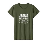 Jesus is My Homeboy Christian Men Faith Fist Bump T-Shirt, Women, Olive, 3XL