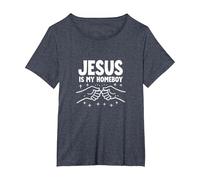 Jesus is My Homeboy Christian Men Faith Fist Bump T-Shirt, Women's Plus, Heather Blue, 2X