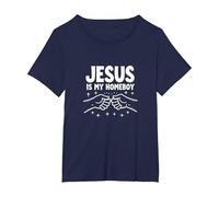 Jesus is My Homeboy Christian Men Faith Fist Bump T-Shirt, Women's Plus, Navy, 2X