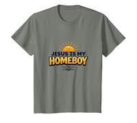 Jesus is My Homeboy Inspirational Christian Graphic, Jesus T-Shirt, Kids, Olive Heather, 12 Years