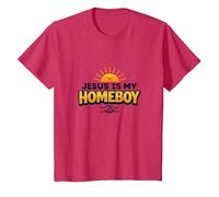 Jesus is My Homeboy Inspirational Christian Graphic, Jesus T-Shirt, Kids, Red Heather, 4 Years