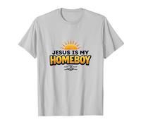 Jesus is My Homeboy Inspirational Christian Graphic, Jesus T-Shirt, Men, Silver, XXL