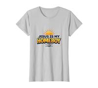 Jesus is My Homeboy Inspirational Christian Graphic, Jesus T-Shirt, Women, Silver, XXL