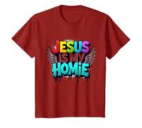 Jesus is My Homie: Vibrant Rainbow Wings Faith Statement T-Shirt, Kids, Cranberry, 2 Years