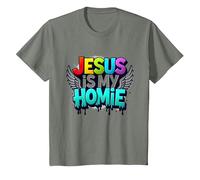 Jesus is My Homie: Vibrant Rainbow Wings Faith Statement T-Shirt, Kids, Olive Heather, 4 Years