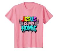 Jesus is My Homie: Vibrant Rainbow Wings Faith Statement T-Shirt, Kids, Pink, 2 Years
