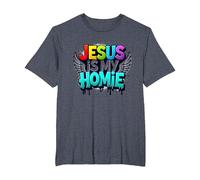 Jesus is My Homie: Vibrant Rainbow Wings Faith Statement T-Shirt, Men's Big and Tall, Heather Blue, 4X Tall