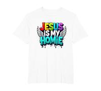 Jesus is My Homie: Vibrant Rainbow Wings Faith Statement T-Shirt, Men's Big and Tall, White, 6X Tall