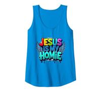 Jesus is My Homie: Vibrant Rainbow Wings Faith Statement Tank Top, Women, Sapphire, S