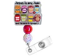 Jesus is My Jam Badge Holder Religious Scripture Inspirational Pray Blessed Hope I Can Do All Things Through Christ Believer Hospital Badge Holder with
