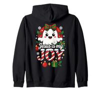 Jesus is My Joy, Cute Fun Christmas Ghost and Holiday Cheer Zip Hoodie