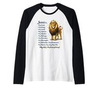 Jesus is My King Lion Christian Faith Quote Raglan Baseball Tee