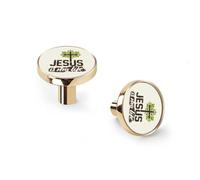 Jesus is My Life Cabinet Knobs and Wall Hooks, 6 Pack Modern Drawer Pulls with Golden-Style Base, Solid Zinc Alloy Handles for Kitchen, Bathroom, Dresser