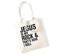 Jesus is my rock and that's how I roll tote bag