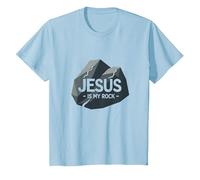 Jesus is My Rock: Inspirational Christian Graphic, Jesus T-Shirt, Kids, Baby Blue, 3 Years
