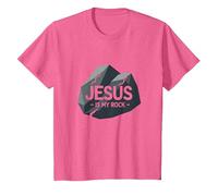 Jesus is My Rock: Inspirational Christian Graphic, Jesus T-Shirt, Kids, Pink Heather, 10 Years