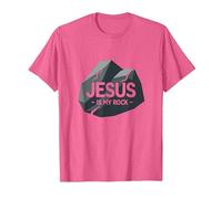 Jesus is My Rock: Inspirational Christian Graphic, Jesus T-Shirt, Men, Pink Heather, 3XL