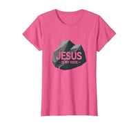 Jesus is My Rock: Inspirational Christian Graphic, Jesus T-Shirt, Women, Pink Heather, 3XL