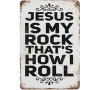 Jesus Is My Rock, That's Who I Am; Metal Sign, Christian Faith, Vintage Iron Sign, Home Decor, Mother's Day Father's 8x12 inches