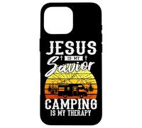 Jesus Is My Savior Camping Is My Therapy Christian Religion Case for iPhone 16 Pro Max