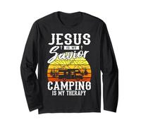 Jesus is My Savior Camping is My Therapy Christian Religion Long Sleeve T-Shirt