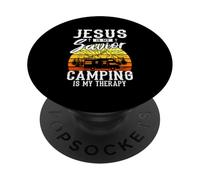 Jesus Is My Savior Camping Is My Therapy Christian Religion PopSockets Adhesive PopGrip