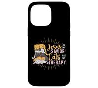 Jesus Is My Savior Cats Are My Therapy Cats & Jesus Case for iPhone 14 Pro Max